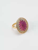 18K Gold Plated Oval Crystal Anti-Tarnish Waterproof Ring
