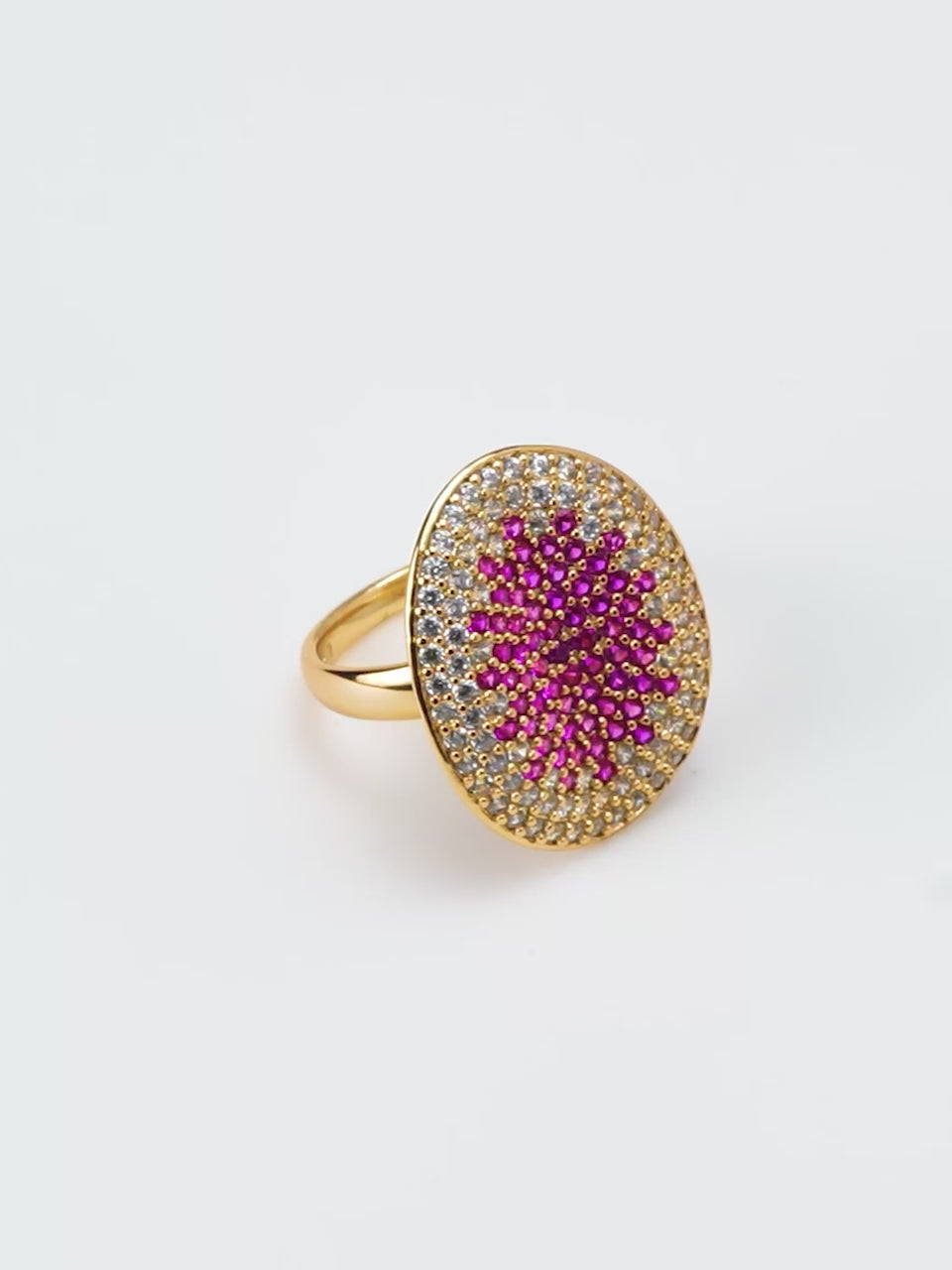 18K Gold Plated Oval Crystal Anti-Tarnish Waterproof Ring