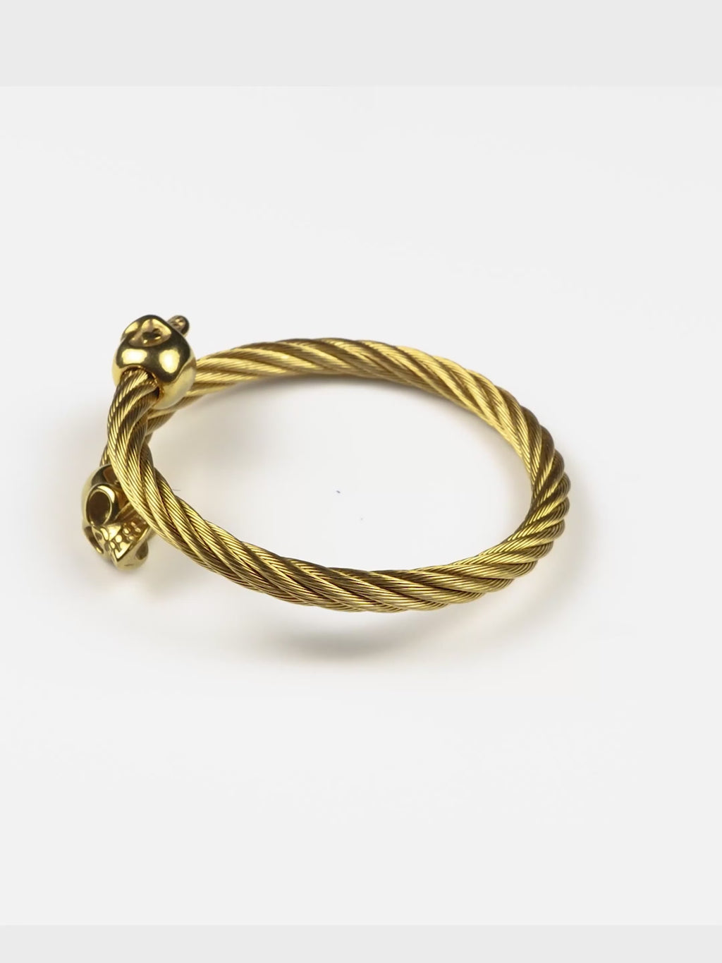 18K Gold-Plated Skull Cuff Waterproof Hypoallergenic Steel Bracelet