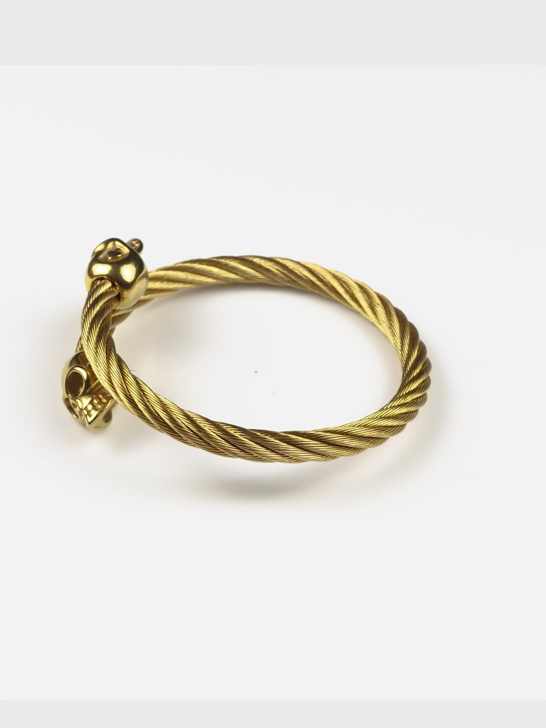 18K Gold-Plated Skull Cuff Waterproof Hypoallergenic Steel Bracelet
