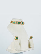 Aanura Green Square-Cut Stone Choker Necklace Set