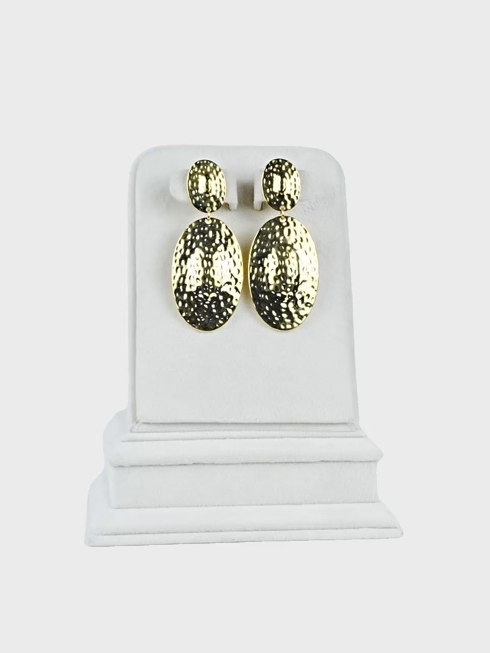 Aanura Textured Gold Oval Statement Earrings
