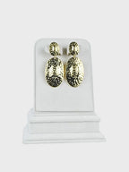 Aanura Textured Gold Oval Statement Earrings