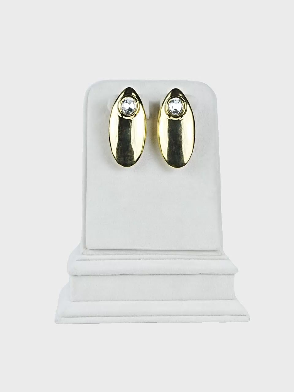 Aanura Crystal Gold Oval Stud Earrings