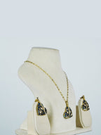 Aanura Green Leaf Pendant Necklace & Earrings