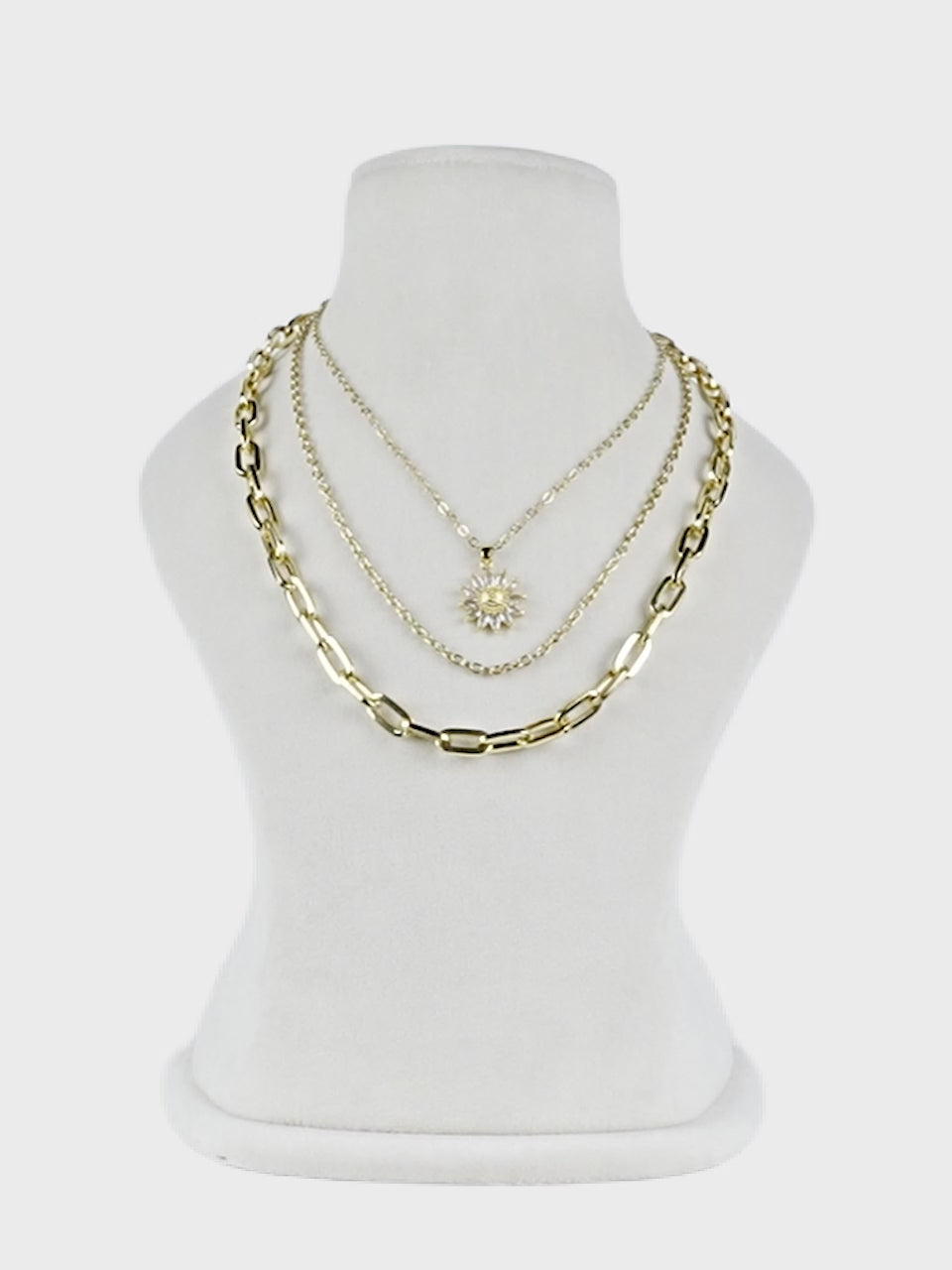 Aanura Gold Layered Sun Pendant Necklace