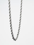 Silver Rhodium-Plated Rope Anti-Tarnish Waterproof Stainless Steel Chain Men