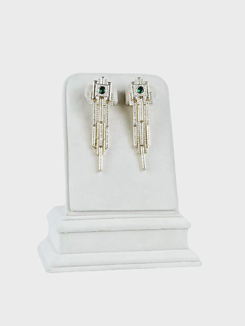 Aanura Emerald Crystal Art Deco Drop Earrings