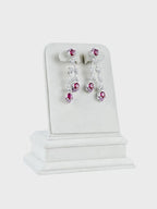 Aanura Silver Ruby Dangle Statement Earrings