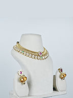 Aanura Yellow Stone Modern Necklace Set with Earrings