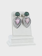 Aanura Blue Teardrop Dual-Tone Dangle Earrings
