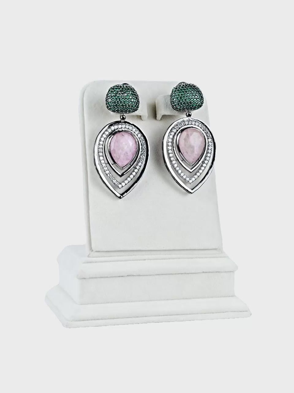 Aanura Blue Teardrop Dual-Tone Dangle Earrings