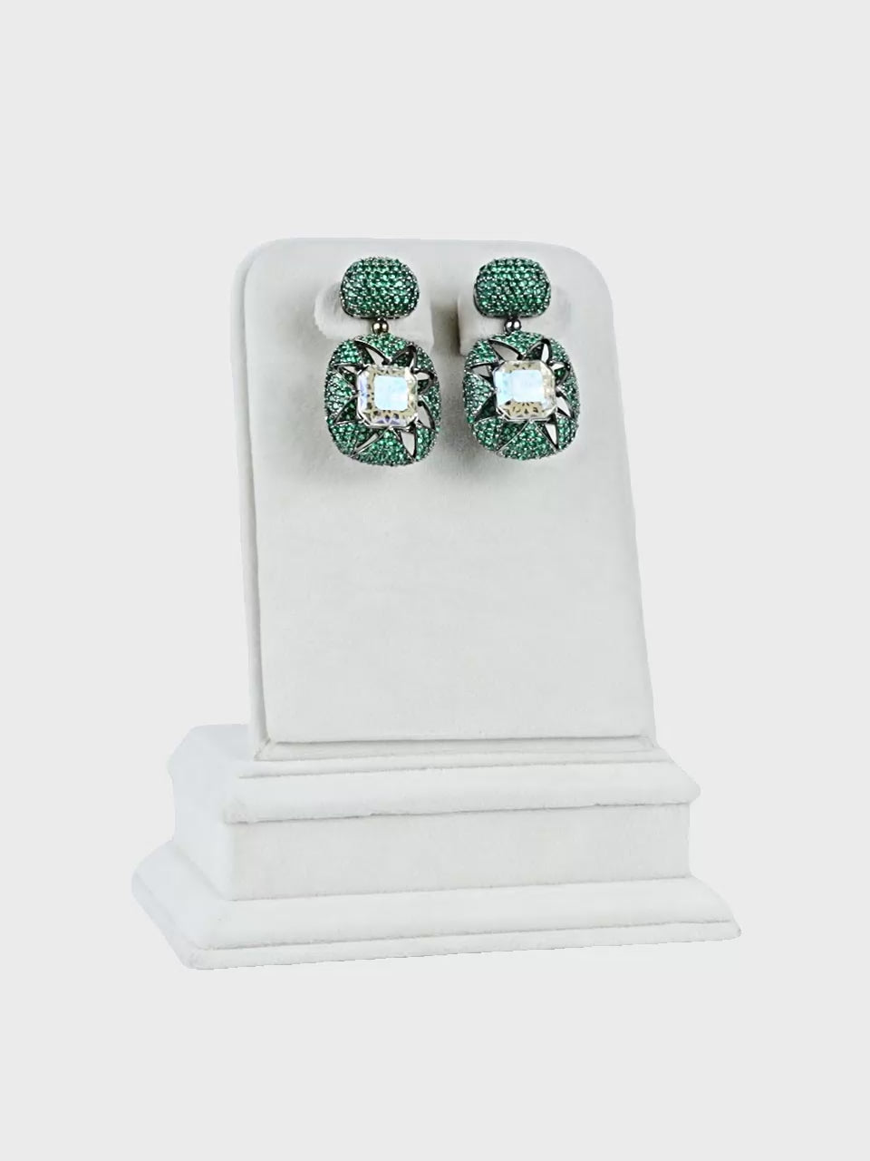 Aanura Emerald Pavé & Crystal Drop Earrings