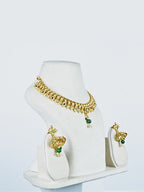 Aanura Antique Gold Choker Necklace with Drop Earrings