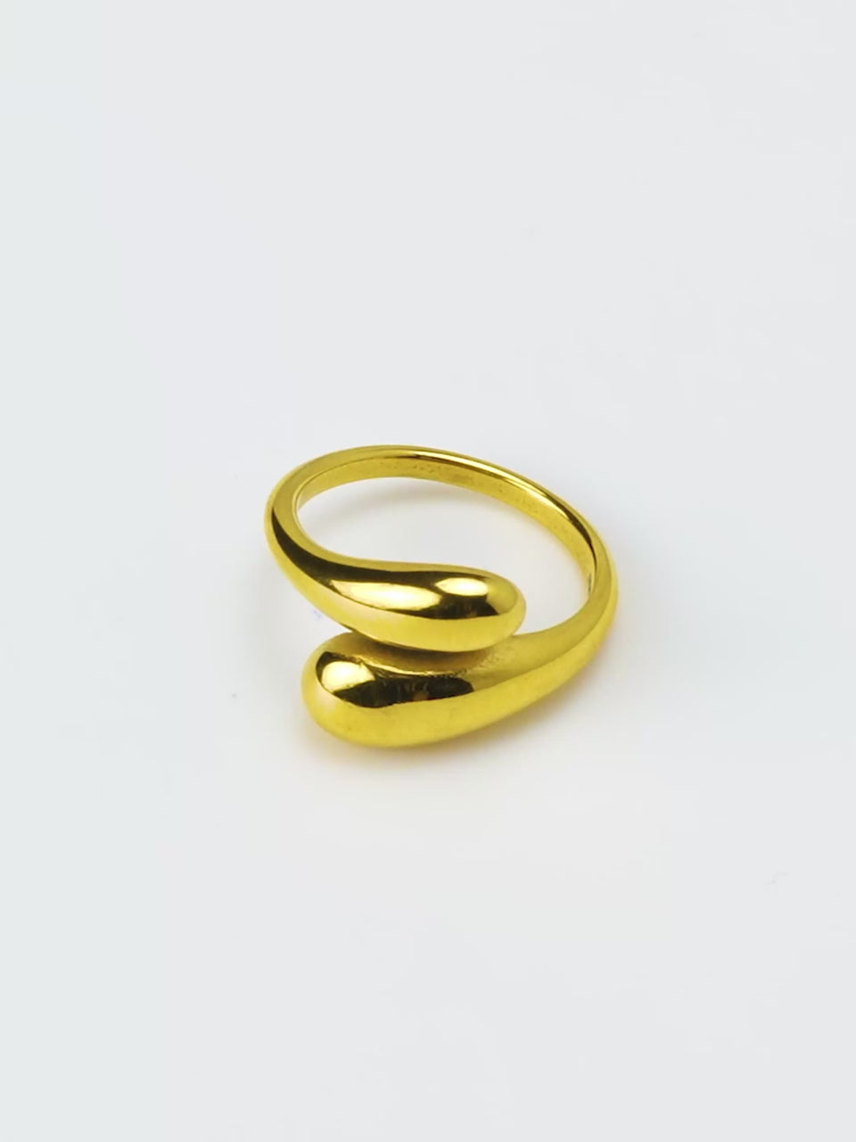 18K Gold Plated Fluid Curve Anti-Tarnish Waterproof Ring