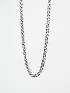 Silver Rhodium-Plated Byzantine Rope Waterproof Stainless Steel Chain Men