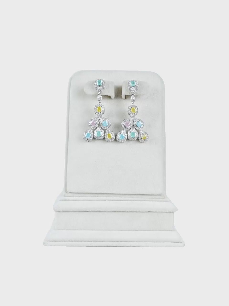 Aanura Silver Ruby Square Chandelier Earrings