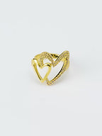 18K Gold Plated Interlinked Crystal Anti-Tarnish Waterproof Ring