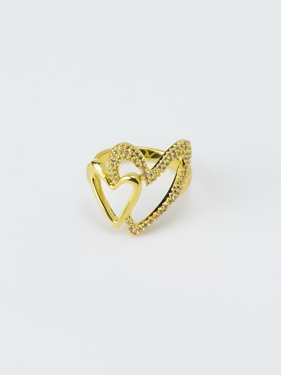 18K Gold Plated Interlinked Crystal Anti-Tarnish Waterproof Ring