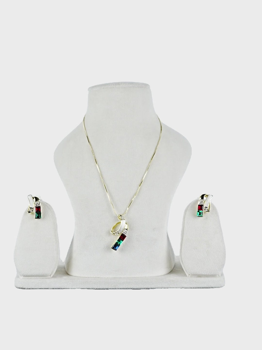 Aanura Multi-Color Ribbon Necklace & Earrings Set