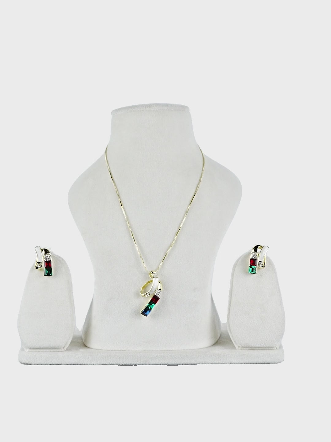 Aanura Multi-Color Ribbon Necklace & Earrings Set