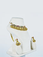 Aanura Antique Gold Kundan Choker Necklace Set