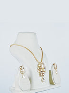Aanura White Leaf Pendant Necklace & Earrings