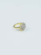 18K Gold-Plated Floral Diamond Cluster Ring – Anti-Tarnish, Waterproof