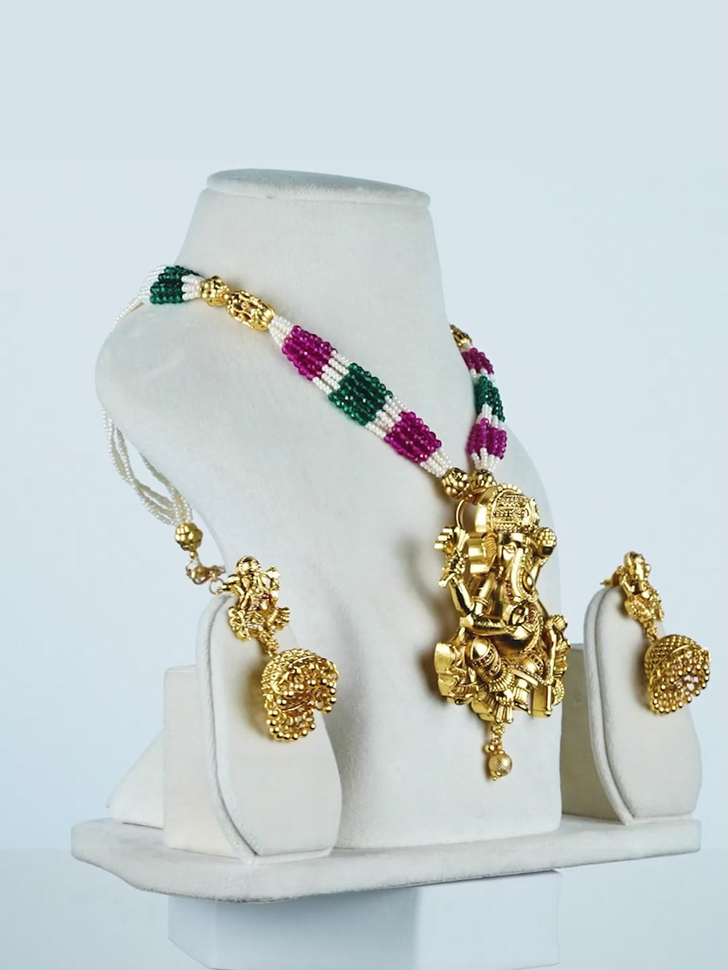 Aanura Gold Plated Sacred Motif Long Necklace Set
