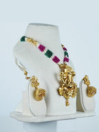 Aanura Gold Plated Sacred Motif Long Necklace Set