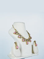 Aanura Green Carved Stone Choker Necklace Set with Earrings