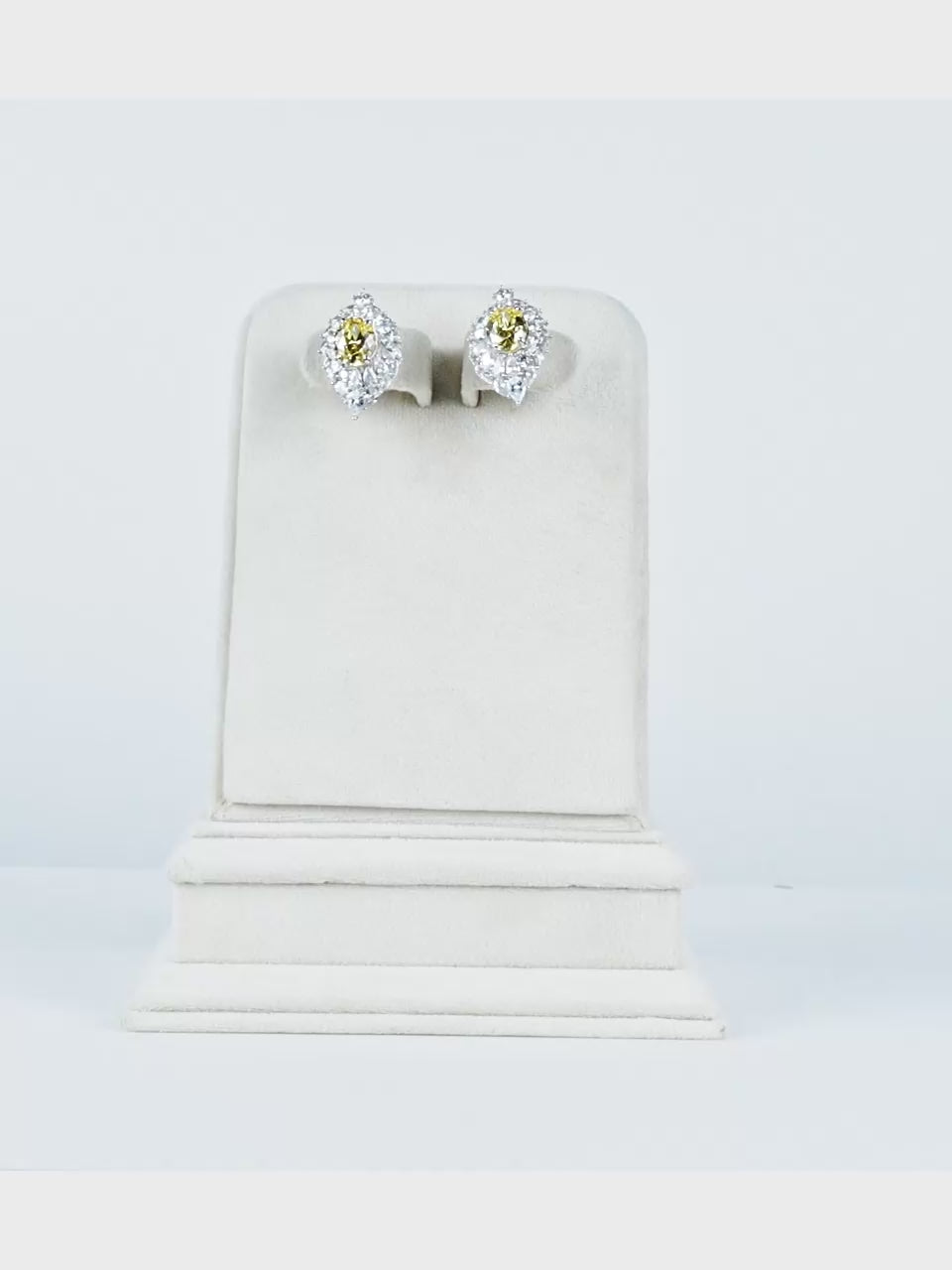Aanura Red Oval Gemstone Pear Halo Stud Earrings