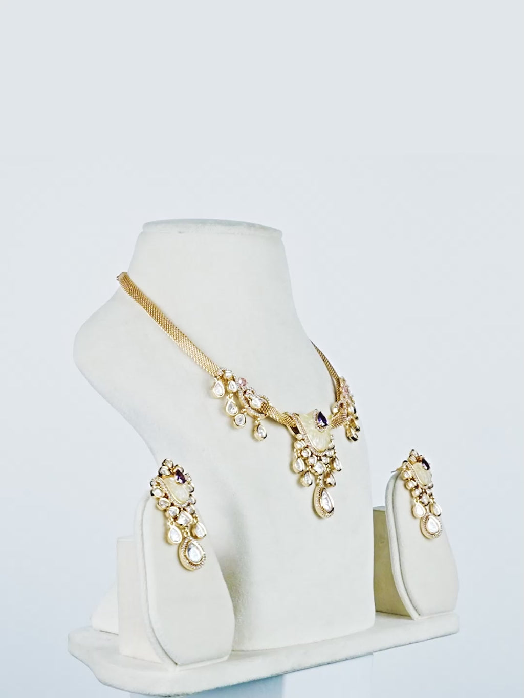 Aanura White Stone Drop Necklace Set