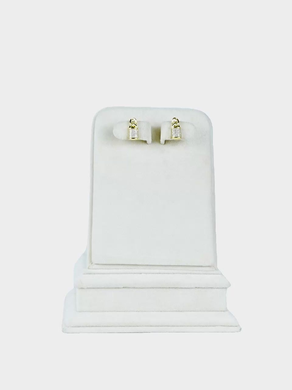 18k Gold Plated Crystal Lock Drop Stud Earrings