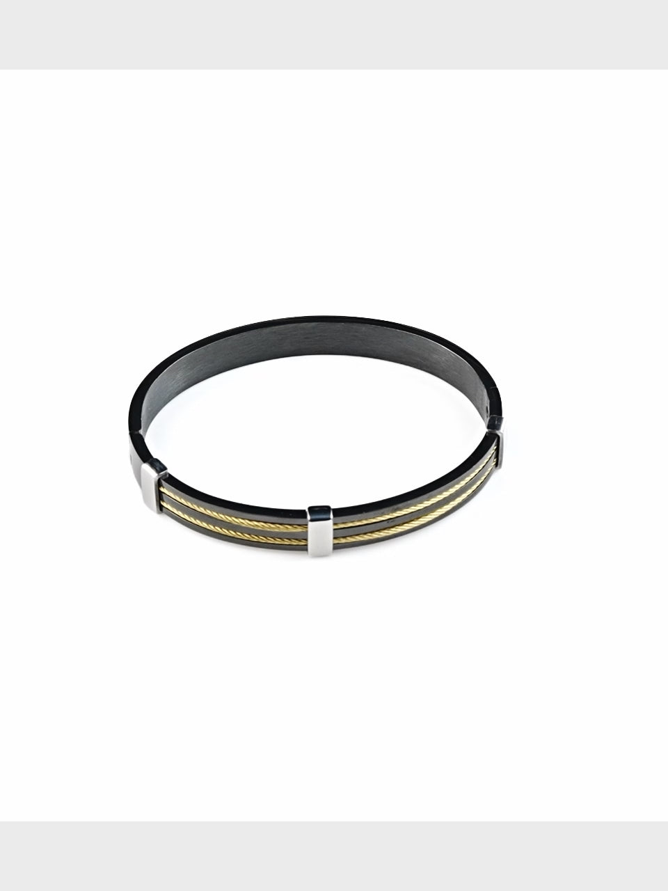 Black & Rhodium Dual Wire Anti-Tarnish Waterproof Bracelet