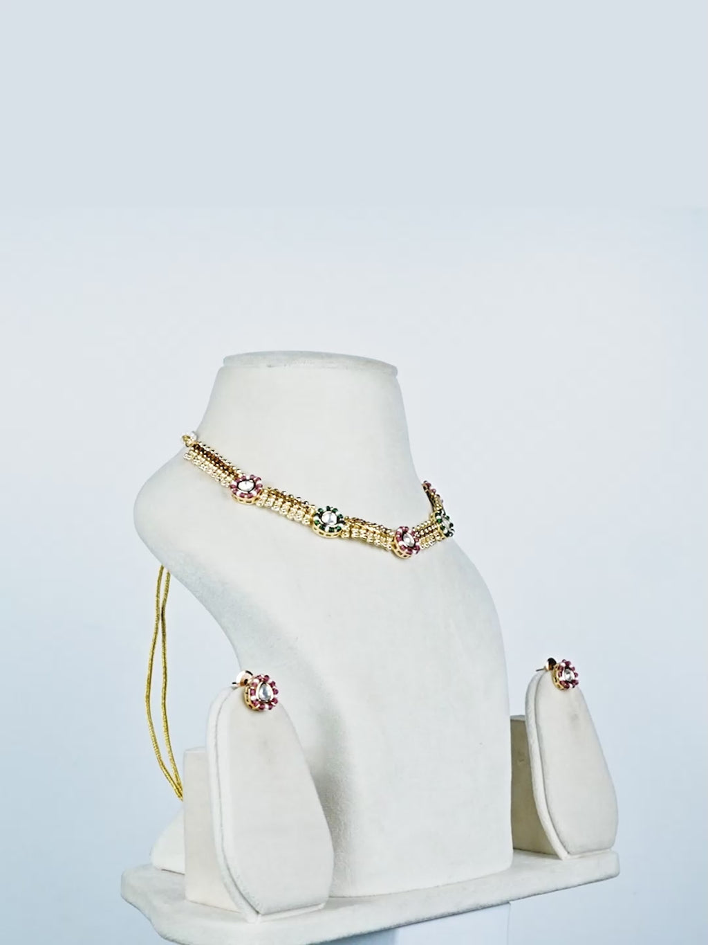 Aanura Delicate Floral Kundan Necklace Set with Earrings