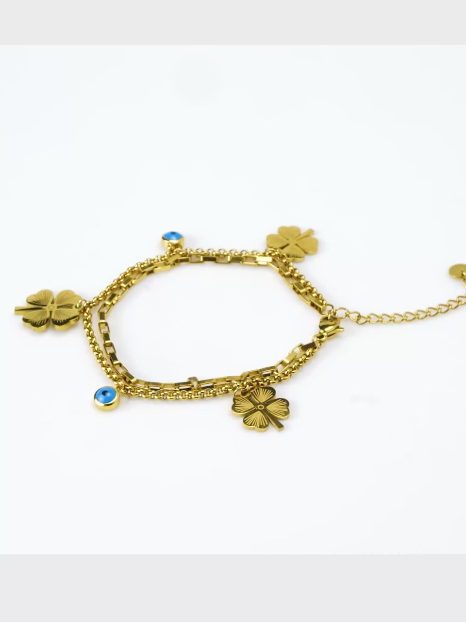 Aanura Clover Charm Adjustable Gold Bracelet