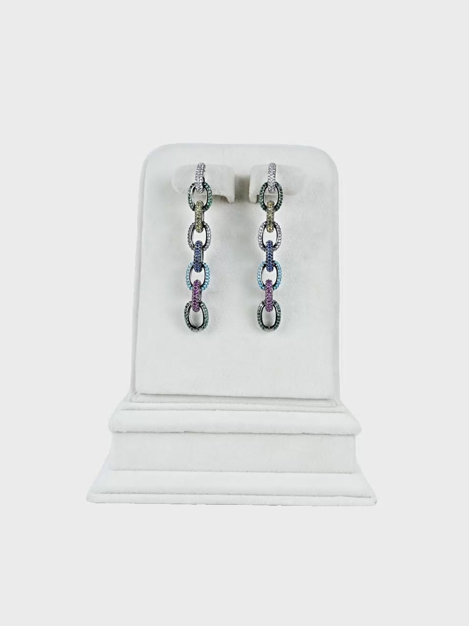 Aanura Royal Blue Oval Stud Earrings with CZ Halo