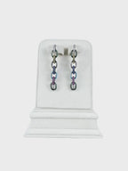 Aanura Royal Blue Oval Stud Earrings with CZ Halo