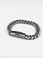 Silver Rhodium-Plated Titan Curb Waterproof Hypoallergenic Steel Bracelet