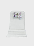 Aanura Floral Pink & Aqua Crystal Drop Earrings