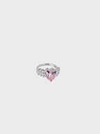 Rhodium Plated Pink Crystal Anti-Tarnish Waterproof Ring
