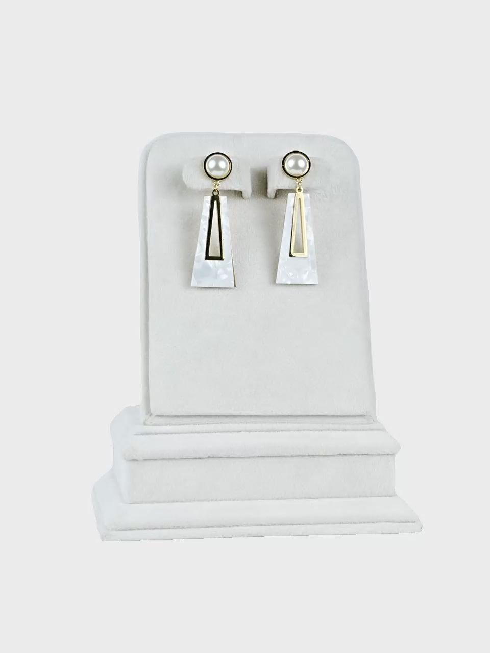 Aanura Pearl Geometric White Gold Drop Earrings
