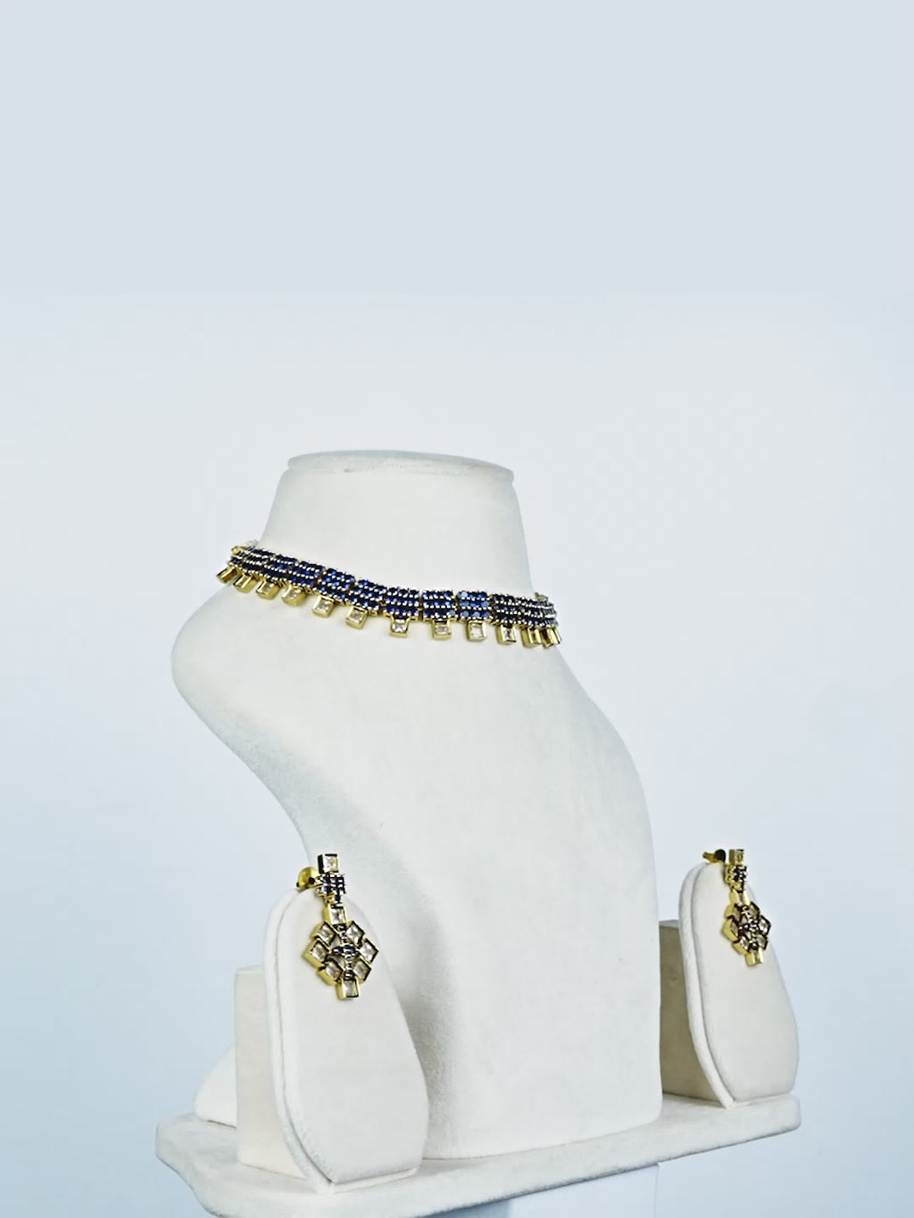 Aanura Green Beaded Choker Necklace Set with Earrings