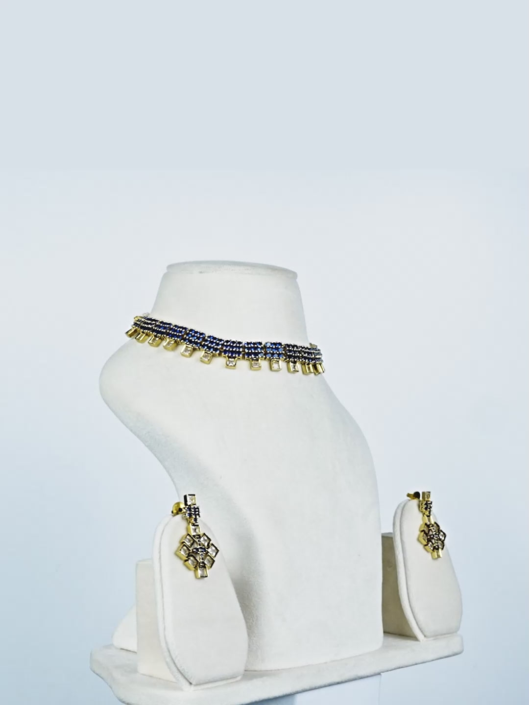 Aanura Green Beaded Choker Necklace Set with Earrings