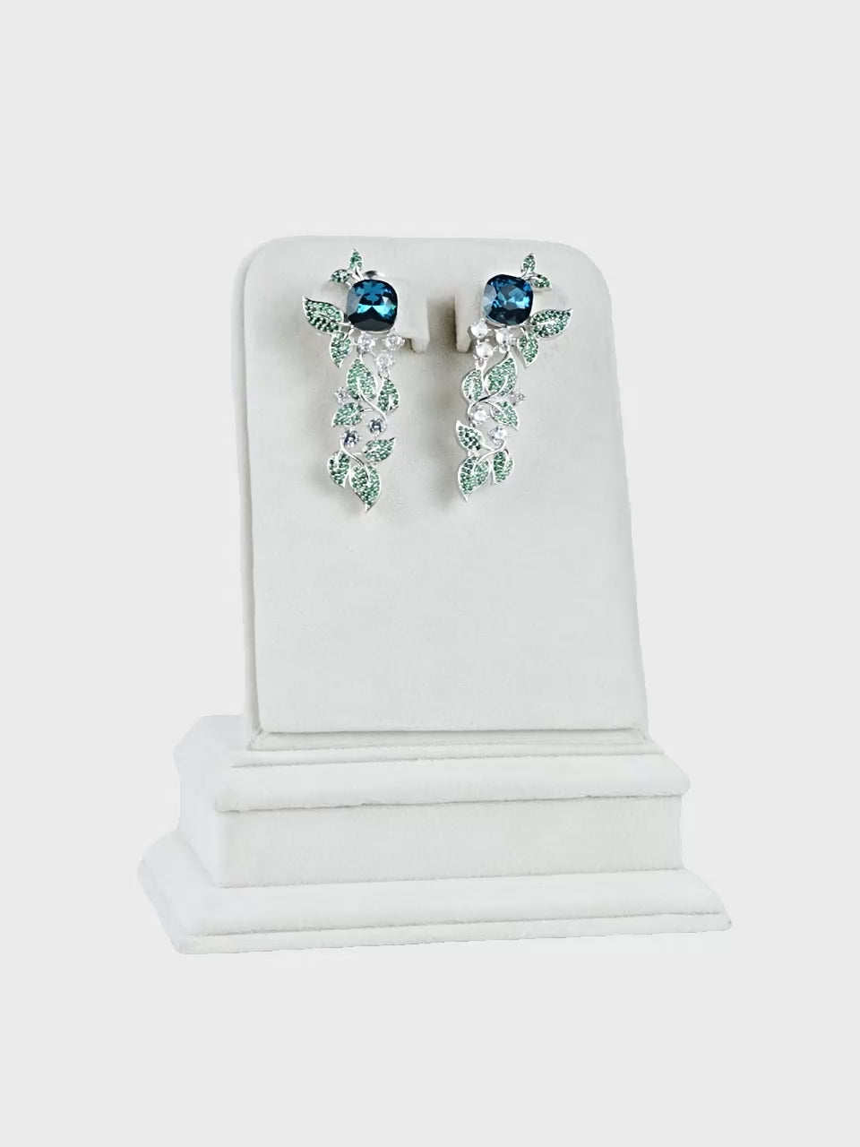 Aanura Blue Sapphire Leaf Cascade Earrings