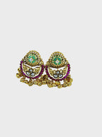 Aanura Gold-Plated Ruby Chandbali Ring