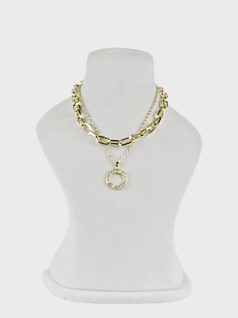 Aanura Gold Layered Circle Pendant Necklace