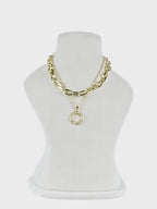 Aanura Gold Layered Circle Pendant Necklace