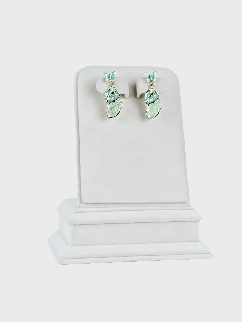 Aanura Green Butterfly Enamel Drop Earrings